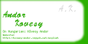 andor kovesy business card